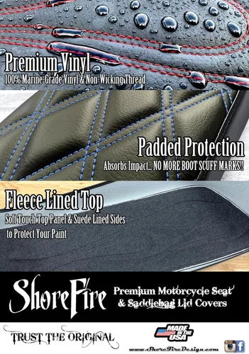 Vista 2 de 2014-2023 Fundas de tapa de alforja premium Flame para Harley Davidson Negro