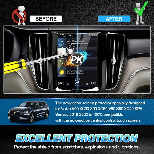 Vista 4 de Autorder Protector de pantalla para 2016-2023 2024 2025 2026 Volvo V90 XC90 S90 XC60 V60 S60 XC40 Accessoreis Película protectora de pantalla táctil