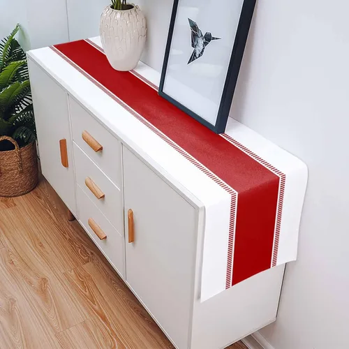 Vista 5 de Caminos de Mesa Rojos y Blancos de 36 Pulgadas de Largo, Camino de Mesa Moderno de Rayas para Vestidor, Bufandas, Camino de Mesa Antideslizante
