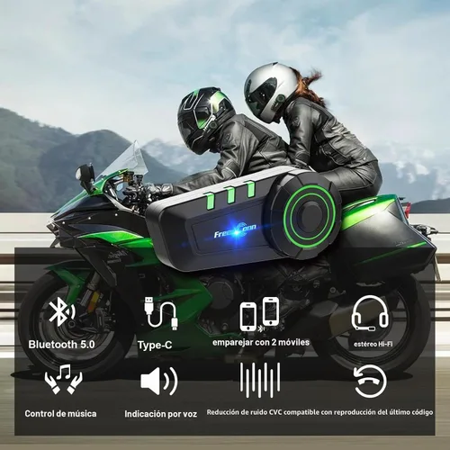 Vista 2 de FreedConn Auriculares Bluetooth KY para motocicleta, casco Bluetooth, intercomunicador, sistemas de comunicación de motocicleta con cancelación