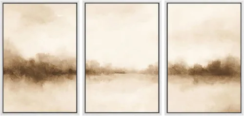 Vista 58 de SIGNWIN Lienzo enmarcado para pared, juego de arte sereno de pantanos con humedales verdes e ilustraciones de agua tranquila, arte moderno