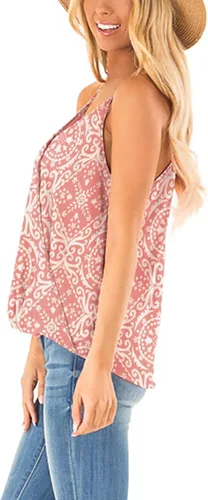 Vista 3 de Aokosor blusas sin mangas de verano con cuello en V para mujer