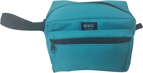 Vista 8 de Neceser tiene bolsillo frontal, bolsa de afeitar, kit de viaje cosmético fabricado en Estados Unidos. Negro