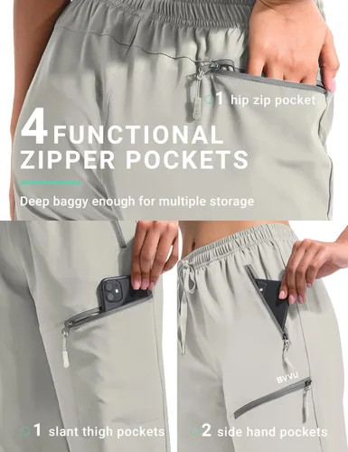 Vista 32 de BVVU Pantalones cargo capri de senderismo para mujer, ligeros, de secado rápido, pantalones deportivos impermeables para exteriores, pantalones