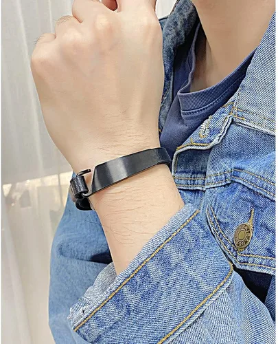 Vista 9 de QINGDUO - Pulseras de alerta médica grabadas personalizadas para mujeres y hombres, pulsera médica de acero inoxidable + cuero, pulsera médica