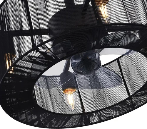 Vista 7 de OUKANING Ventilador de techo invisible enjaulado con luz, 3 velocidades ajustables, luces de ventilador de techo cerradas con control remoto