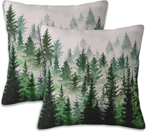 Vista 10 de Fundas de almohada decorativas con flores abstractas y hojas, 16 x 16 pulgadas, juego de 2, fundas de almohada decorativas suaves para sala