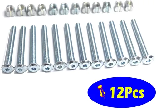 Vista 4 de FGen 12 piezas accesorios para cuna M6 tuerca de perno M6 x 2.362 in estantería de cabeza reclinable tornillo tuerca de martillo