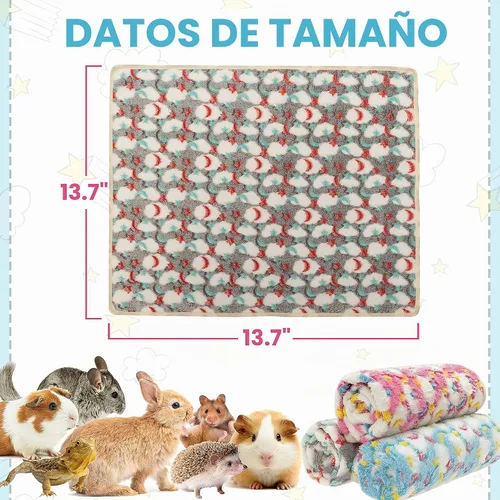 Vista 2 de CUSOZWO - Tapete de ropa de cama de conejillo de indias, paquete de 3 forros impermeables para jaulas pequeñas para mascotas