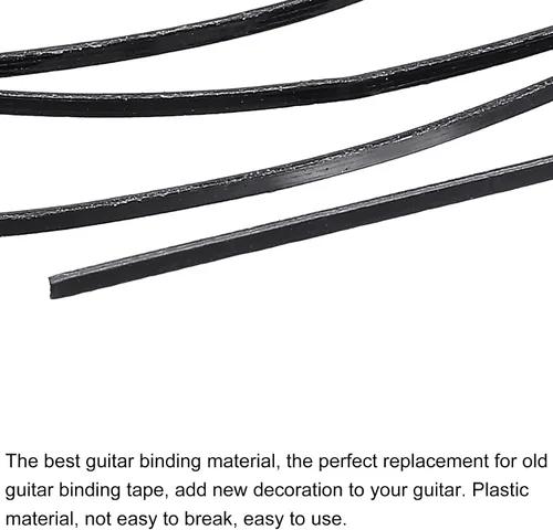 Vista 4 de MECCANIXITY Banda decorativa de plástico para guitarras 1650x1x0.5mm para guitarras acústicas y clásicas, negras, pack de 2 Negro