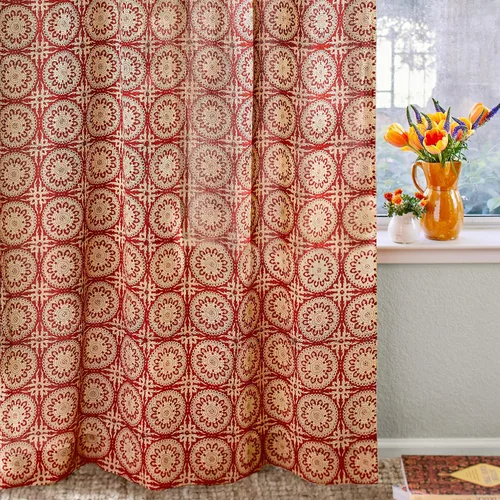 Vista 9 de Panel de cortina transparente blanco y dorado con alzapaños, 100% gasa de algodón, con pestaña superior o bolsillo para barra para decoración
