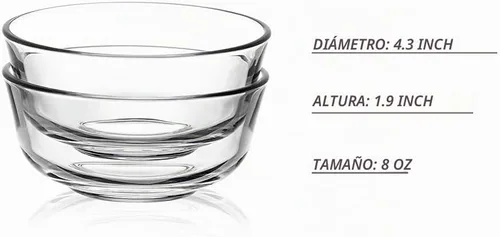 Vista 2 de Sweejar Juego de cuencos pequeños de vidrio, cuencos de preparación de 8 onzas para cocinar, cuencos de 4 pulgadas para cocina, cuencos de postre