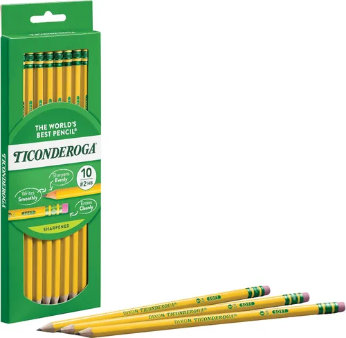 Vista 5 de Ticonderoga Lápices con revestimiento de madera, preafilados, grafito suave 2 HB, amarillo, 10