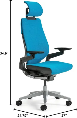 Vista 3 de Steelcase - Silla de escritorio Gesture con reposacabezas, soporte lumbar y estructura negra