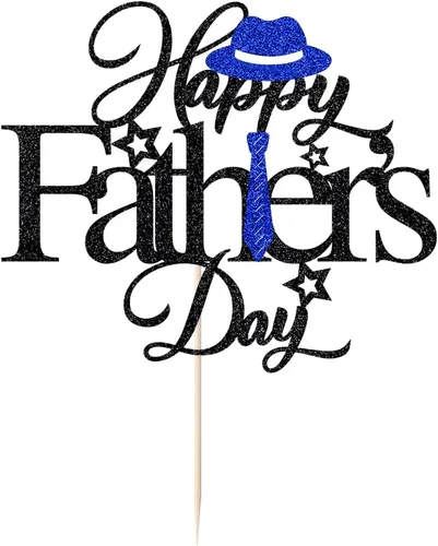 Vista 3 de Decoración para tartas con purpurina negra para el día del padre, feliz cumpleaños papá, te amamos papá, decoraciones de fiesta del día del padre