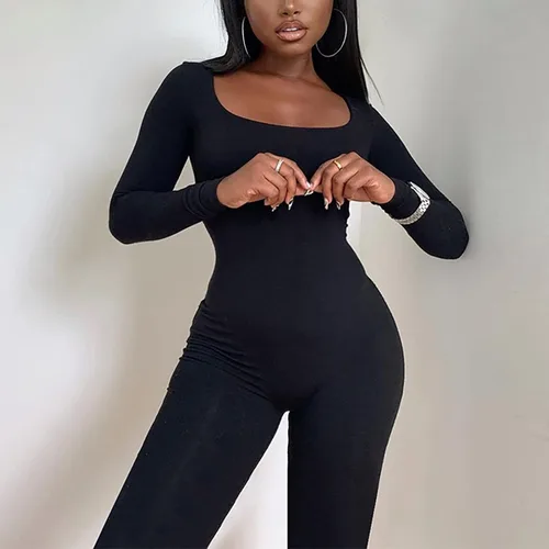 Vista 5 de PrimaveraVerano Moda Mujer Manga Larga Slim Fit Hip Lift Conjoined Body Pants Plus Mono
