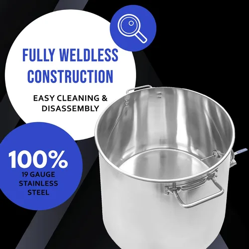 Vista 7 de CONCORD - Olla de acero inoxidable para preparar cerveza casera (accesorios sin agua) (20 cuartos de galón/5 galones)