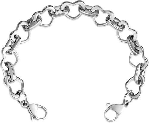 Vista 7 de LinnaLove Pulsera de alerta médica intercambiable de acero inoxidable con eslabones de corazón