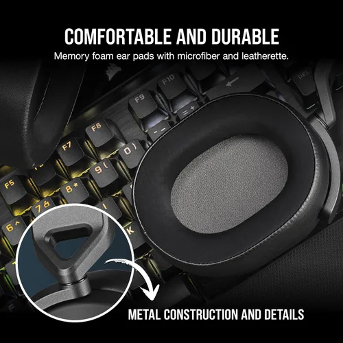 Vista 5 de Auriculares con cable para juegos multiplataforma Corsair HS65 Surround – Dolby Atmos – SonarWorks SoundID – Compatible con iCUE – PC, Mac, PS5
