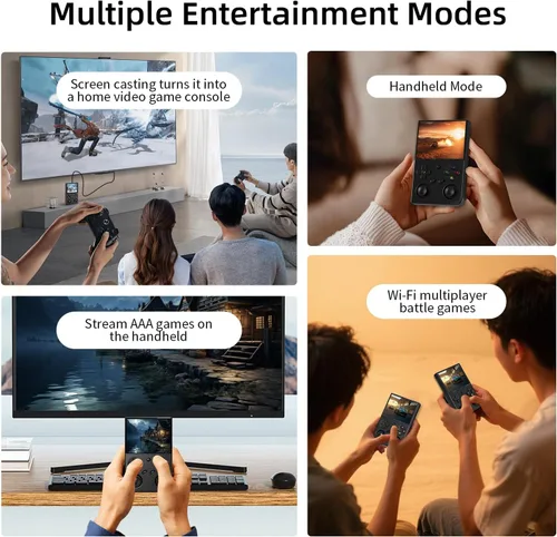 Vista 5 de Retro Handheld Game Console,Portable Game with 3.5 Inch IPS Screen,with 64G TF Card Pre-Installed 4353 Games Supports 5G WiFi Bluetooth HDMI and TV