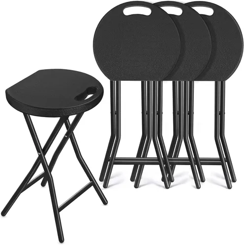 Vista 12 de TAVR Furniture Silla plegable portátil con asa, taburete plegable redondo resistente con capacidad de 500 libras para adultos, taburete plegable