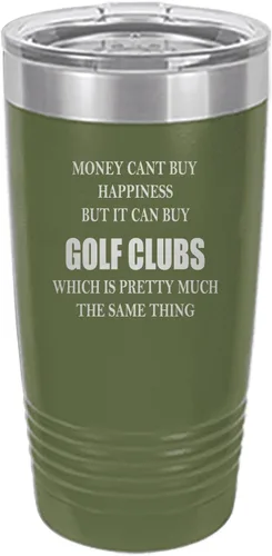 Vista 10 de Rogue River Tactical Funny Money Happiness Golf Clubs - Taza de viaje con tapa aislada al vacío, regalo para golfista, papá, abuelo, pelota (negro)
