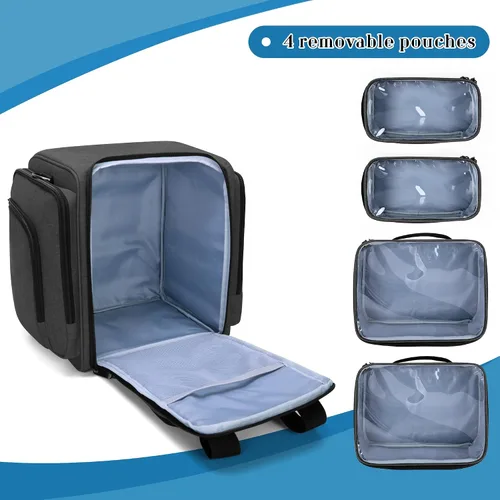 Vista 2 de BAFASO Bolso grande organizador de pastillas con 4 bolsas interiores extraíbles, bolsa de medicina con correa para el hombro (SÓLO LA BOLSA), negro