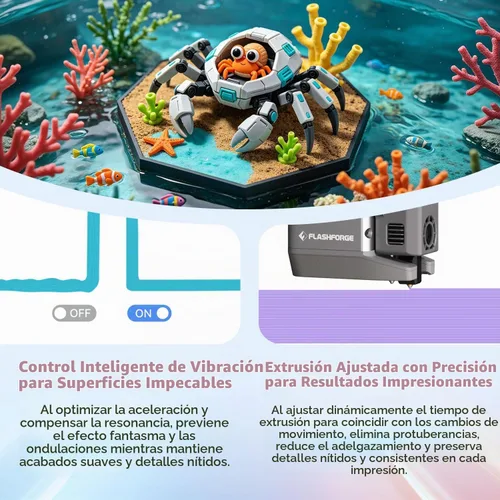 Vista 6 de FLASHFORGE Impresora 3D Creator 5, 4 cabezales de herramientas 7S, impresión multifilamento, CoreXY 23.622 in/s 5 veces más rápido, sistema
