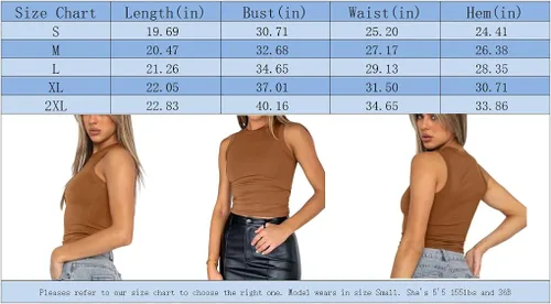 Vista 5 de Abardsion Camiseta sin mangas casual para mujer, sin mangas, sexy, ajustada