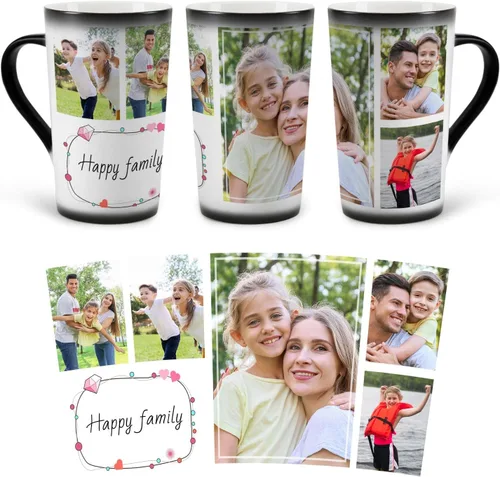 Vista 11 de Taza personalizada, tazas personalizadas que cambian de color, con collage de 1 imágenes, taza de café mágica con foto, imagen, nombre, texto
