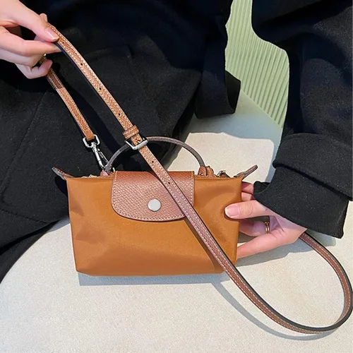 Vista 2 de jiesinlov Longchamp Le Pliage - Kit de conversión de correa de cuero compatible con Longchamp Le Pliage Original Mini bolsa, correas cruzadas