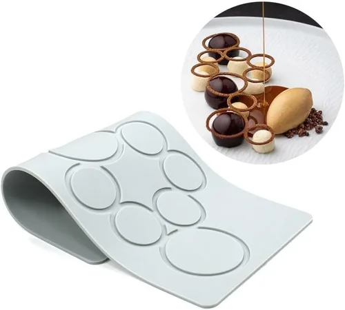 Vista 25 de Moldes de silicona de hojas huecas, moldes de chocolate con forma de corazón, geometría, molde de silicona 3D, molde de hojas de caramelo