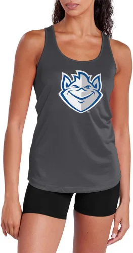 Vista 298 de Camiseta deportiva sin mangas oficial de NCAA Collegiate para mujer, con espalda cruzada, colección con logotipo primario