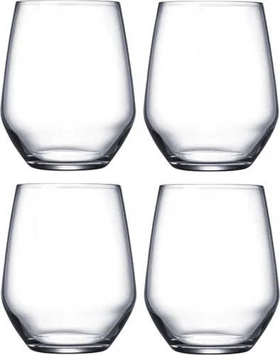 Vista 2 de Circleware Vasos básicos de vino blanco y rojo sin tallo, juego de 4, 16 onzas, cristalería de edición limitada