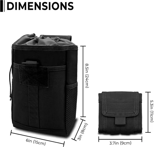 Vista 4 de Molle Bolsa de volcado, Bolsa de carga plegable con cordón, Bolsa de munición para cinturón de utilidad militar