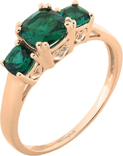 Vista 17 de Dazzlingrock Collection Anillo de boda de 3 piedras preciosas creadas en el centro de cojín de 0.04 quilates y diamante blanco natural redondo