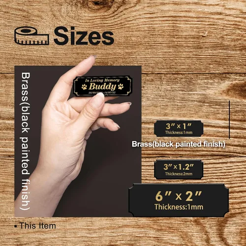 Vista 4 de Caramel Sweet Life Placas de nombre personalizadas, placa negra grabada con texto dorado, placas de trofeo grabadas, placa de nombre personalizada