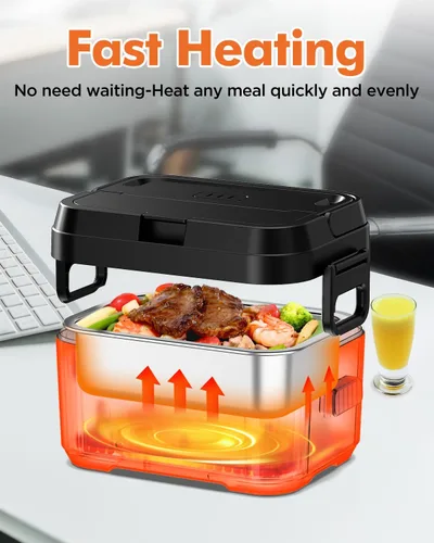 Vista 6 de Hugmazing Fiambrera Eléctrica Inalámbrica para Adultos, Hombres y Mujeres – Calentador de Alimentos Recargable con Autocalentamiento con Contenedor