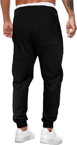 Vista 2 de JMIERR Pantalones deportivos cónicos para hombre, para gimnasio, correr, entrenamiento, atléticos, con cordón y bolsillos
