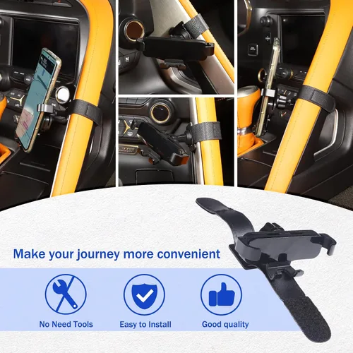 Vista 3 de Soporte de teléfono móvil para consola central para automóvil compatible con Chevrolet Corvette C7 2014-2019, soporte multifuncional para teléfono