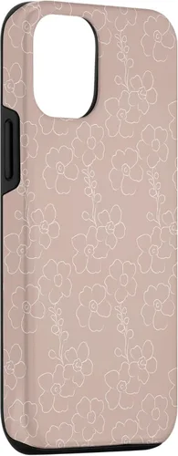 Vista 3 de iPhone 15 Gris Rosa - Botánico Flor Floral Funda Femenina