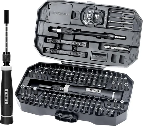 Vista 11 de STREBITO Juego de destornilladores de precisión 153 en 1 pequeño juego de destornilladores magnéticos con funda, kit de herramientas de reparación