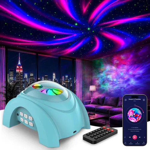 Vista 12 de Rossetta Proyector de luz nocturna con doble lente Galaxy Star Aurora para Blanco espacial