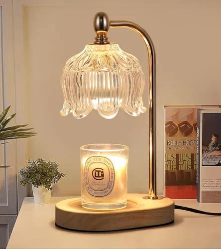 Vista 14 de MEIXISUE - Lámpara calentadora de velas con temporizador y atenuador, regalos de luz ámbar eléctrica para mujeres, lámpara calentadora de cera