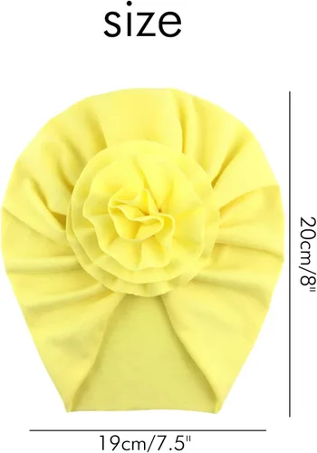 Vista 7 de inSowni Paquete de 8 gorros de turbante de hospital para guardería con flor grande para bebés, niñas, recién nacidos y bebés