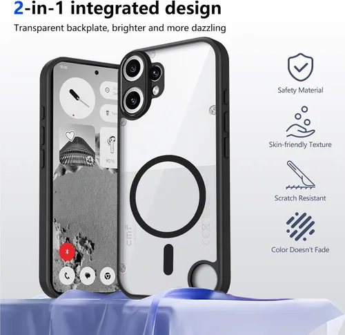 Vista 685 de Funda magnética transparente compatible con Xiaomi 17T, color negro 2 en 1 PC + TPU cubierta de teléfono a prueba de golpes, carcasa protectora