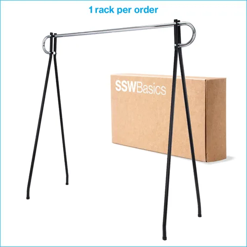 Vista 6 de SSWBasics Perchero de un solo riel negro y cromado de 60 x 60 pulgadas