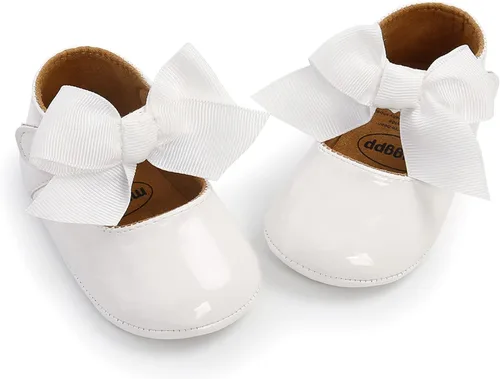 Vista 6 de WILLFUN Zapatos planos Mary Jane para bebé niña, diseño floral, vestido de princesa, zapatos de cuna antideslizantes para los primeros pasos