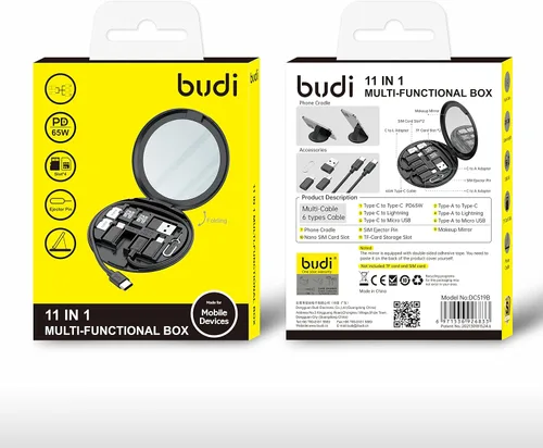Vista 6 de fonefunshop Budi - Funda para teléfono de viaje, 11 en 1, color negro