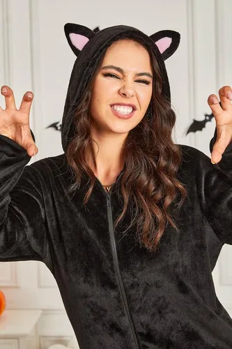 Vista 2 de Clarisbelle Adult Onesie Pajamas Womens Halloween Animal Flannel Cosplay One Piece Sleepwear